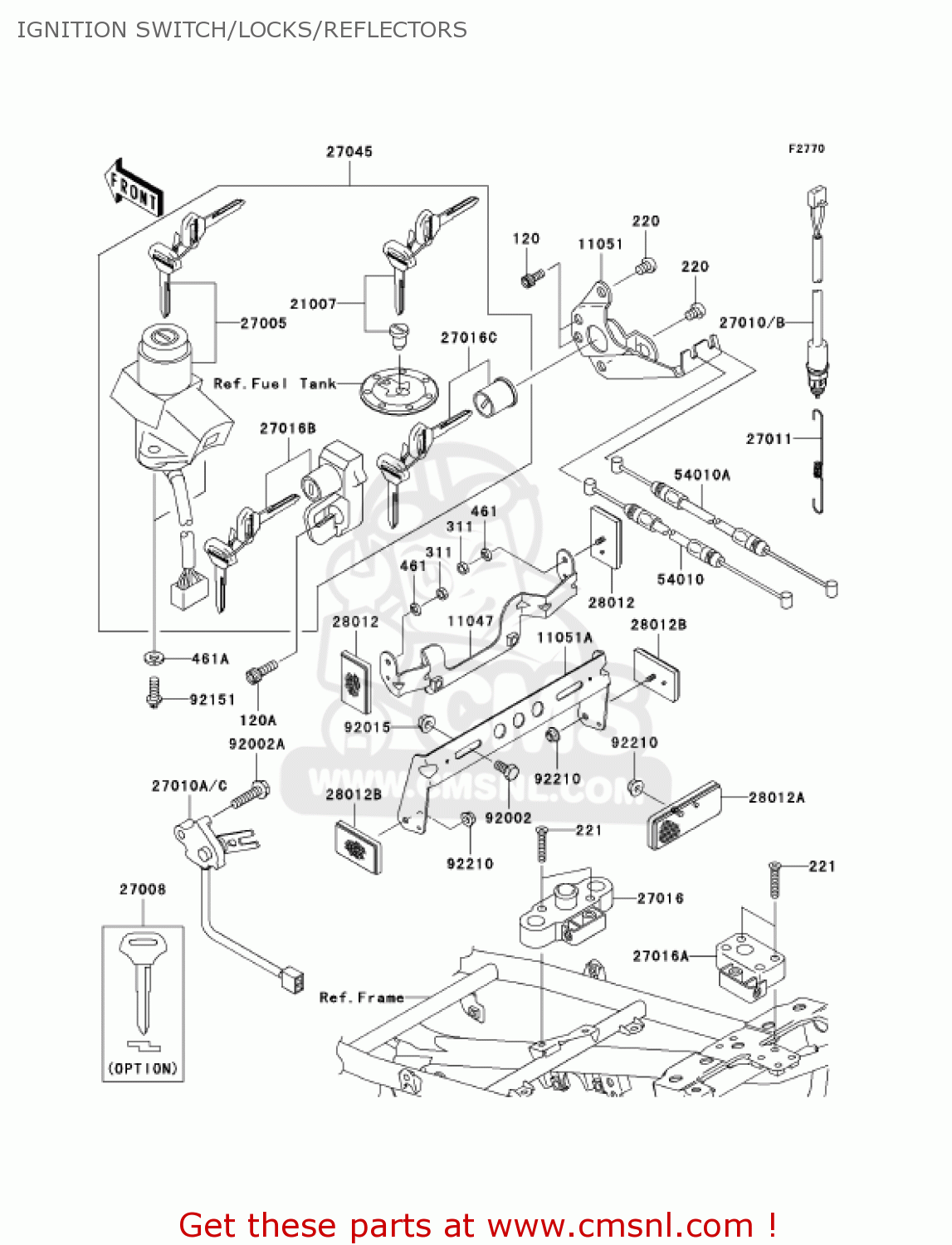 IGNITION SWITCH/LOCKS/REFLECTORS ZR750H1 ZR7S 2001 USA CALIFORNIA