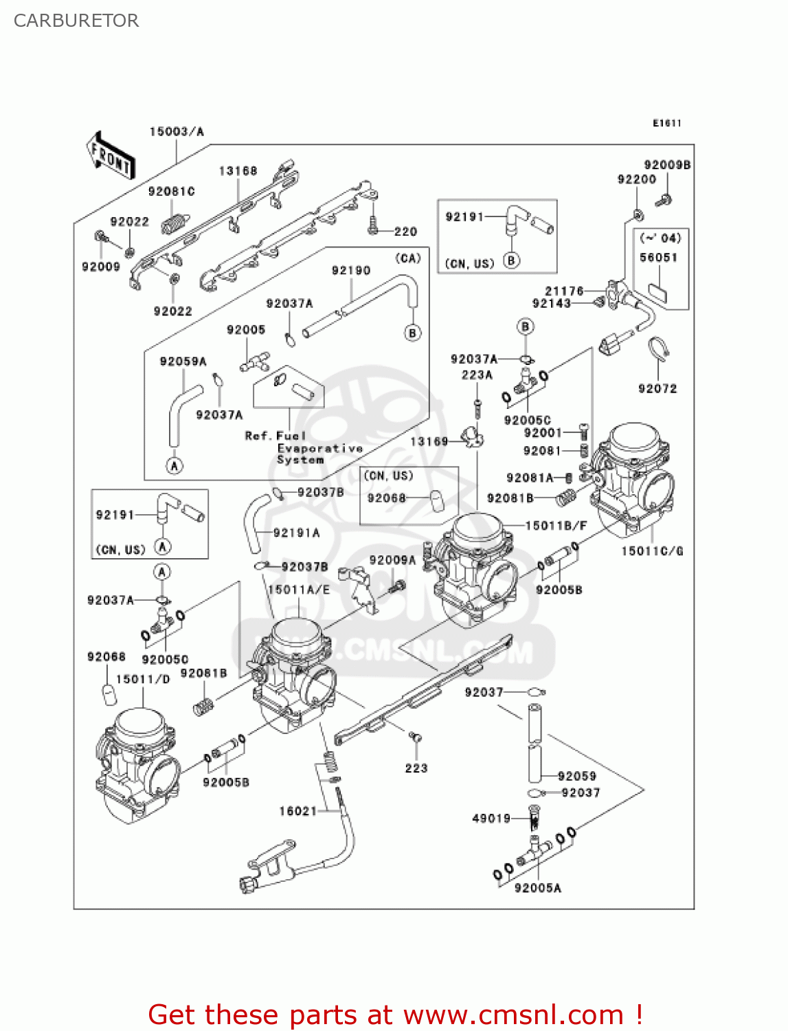CARBURETOR ZR750H1 ZR7S 2001 USA CALIFORNIA