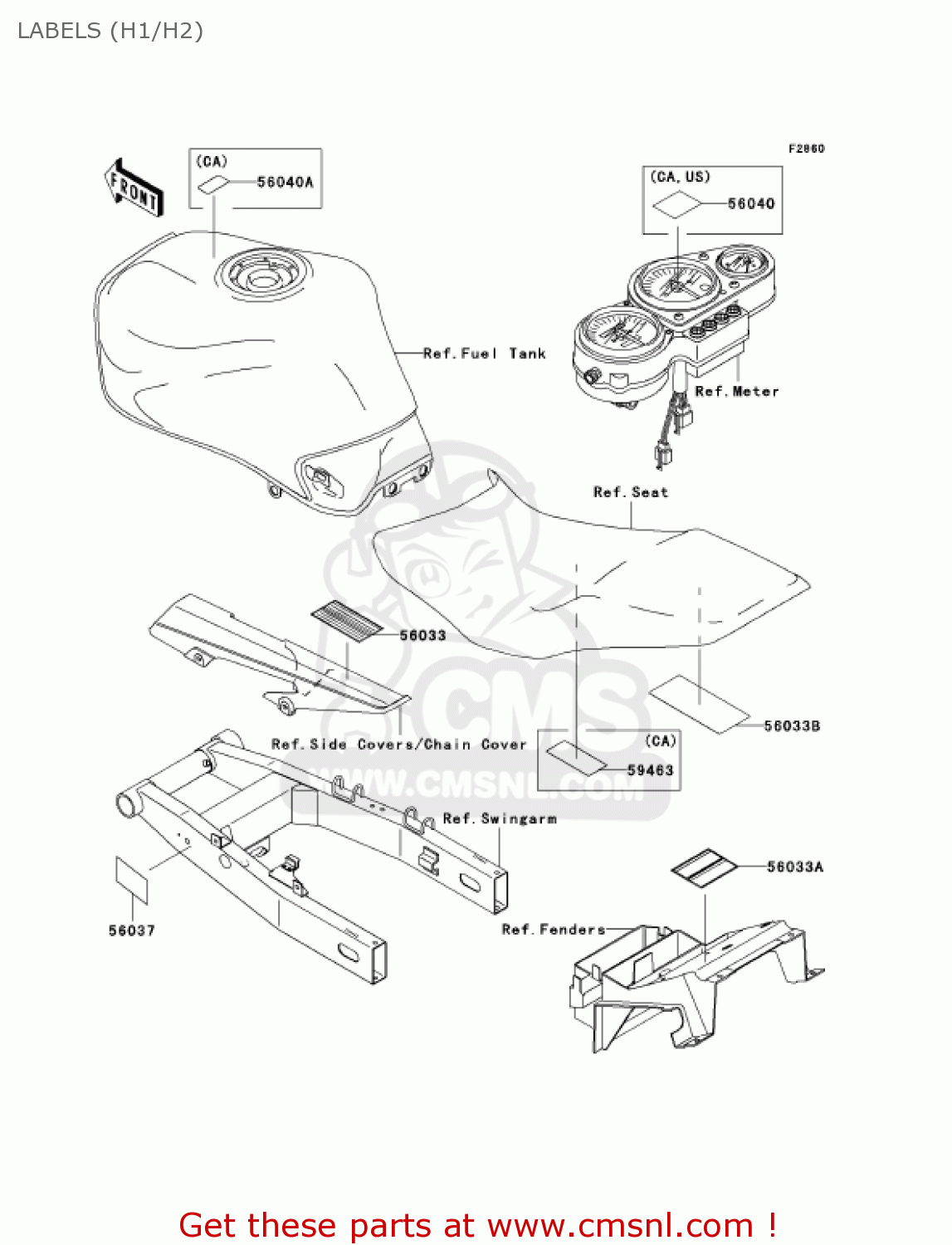 LABELS (H1/H2) ZR750H1 ZR7S 2001 USA CALIFORNIA