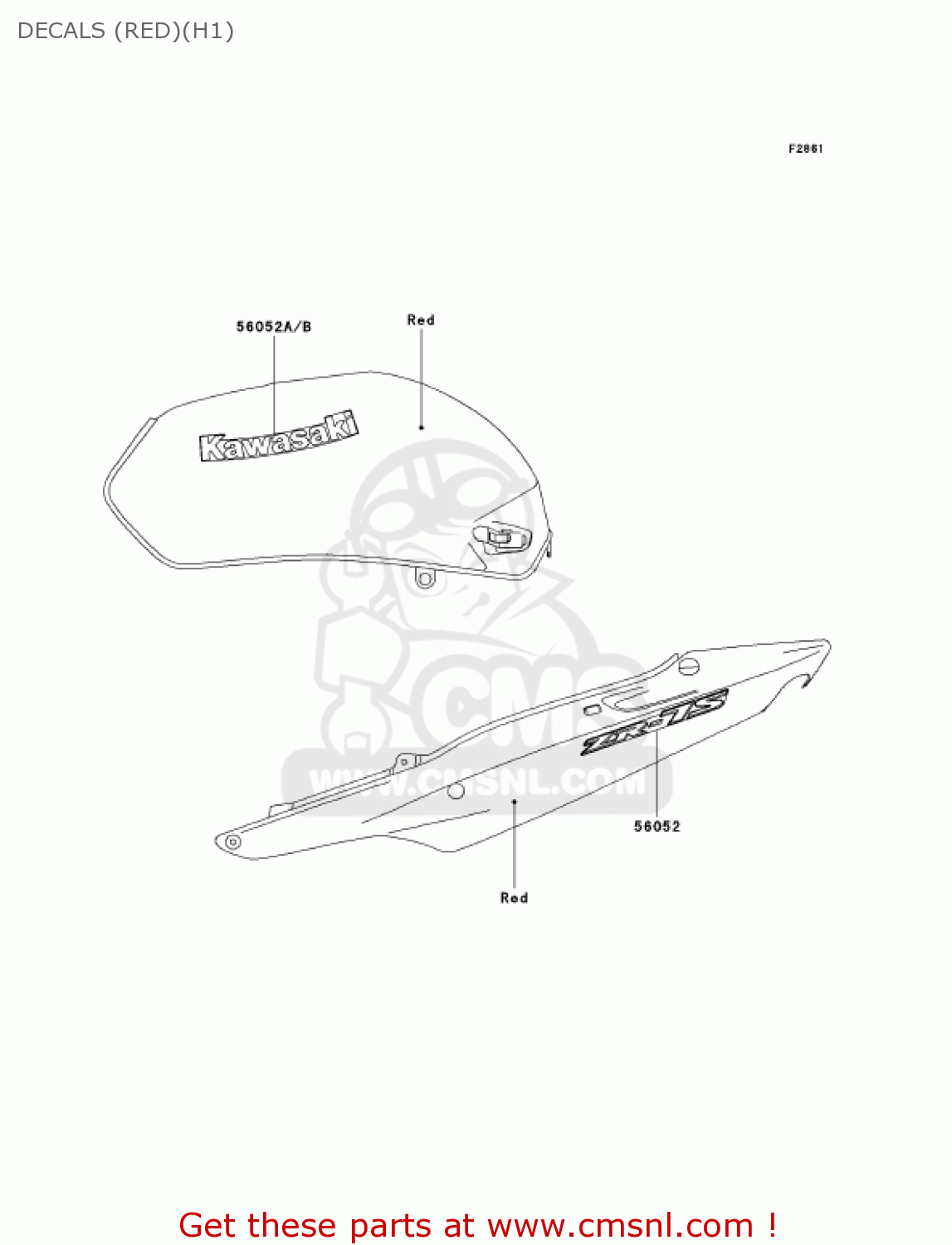 DECALS (RED)(H1) ZR750H1 ZR7S 2001 USA CALIFORNIA