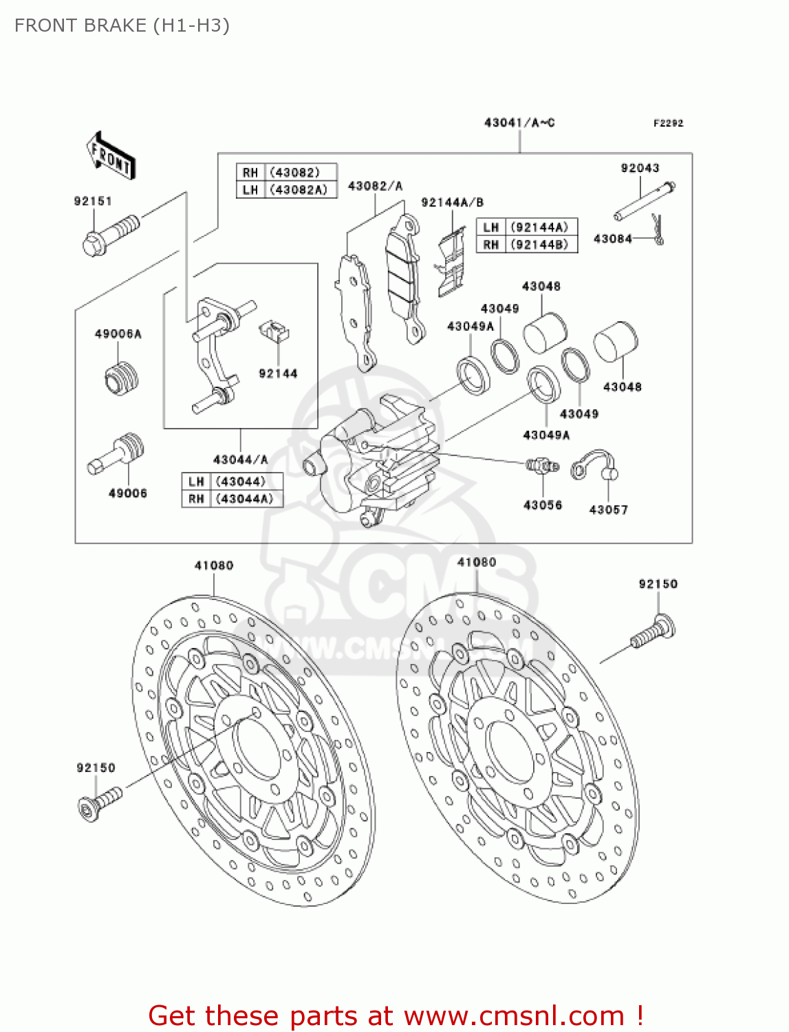 FRONT BRAKE (H1-H3) ZR750H1 ZR7S 2001 USA CALIFORNIA