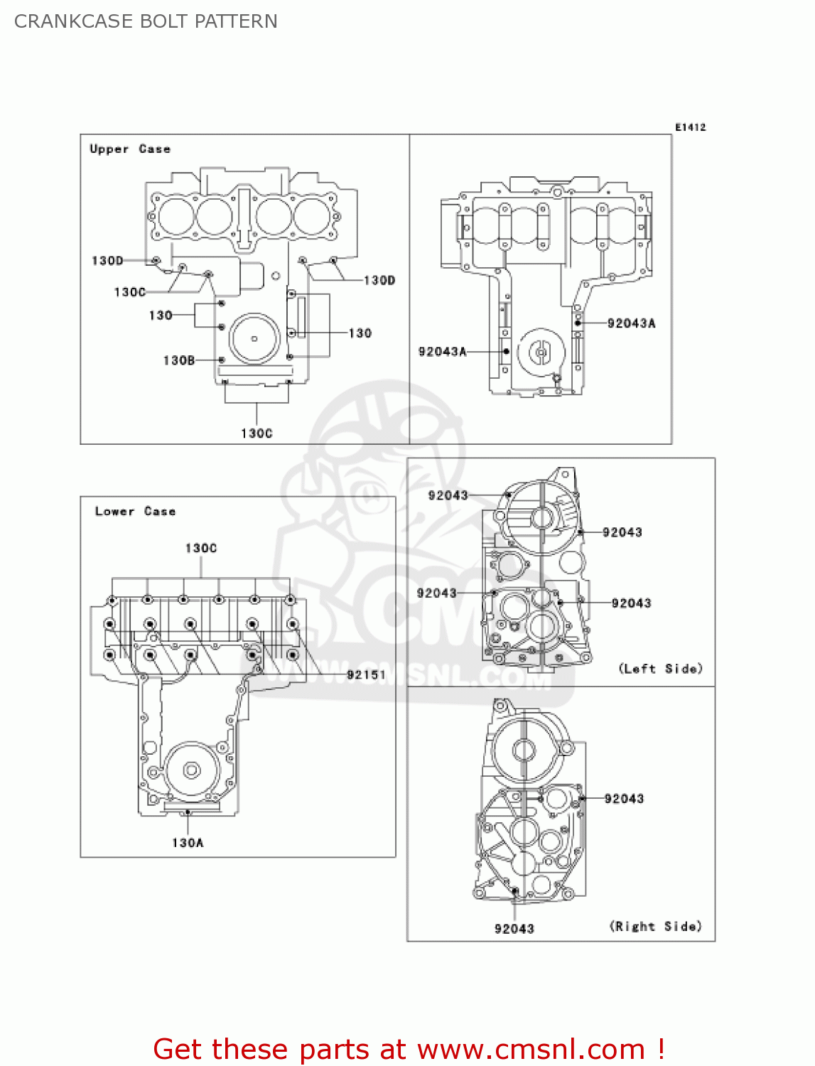 CRANKCASE BOLT PATTERN ZR750H1 ZR7S 2001 USA CALIFORNIA