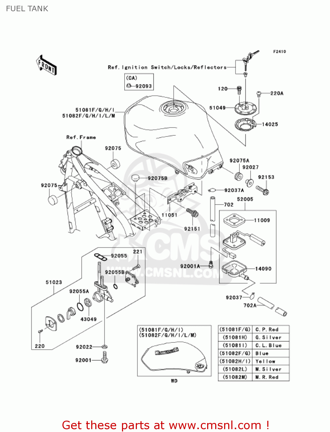 Kawasaki ZR750H2 ZR7S 2002 USA CALIFORNIA CANADA FUEL TANK - buy ...