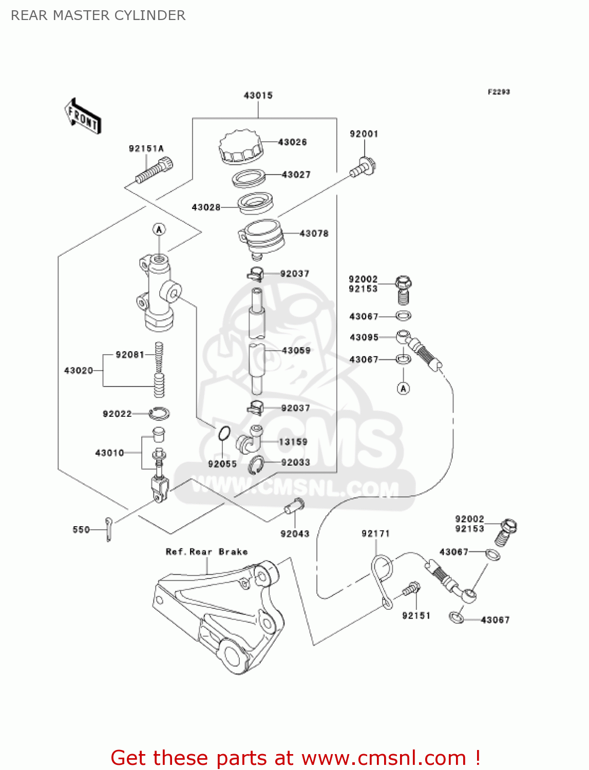 Kawasaki ZR750H2 ZR7S 2002 USA CALIFORNIA CANADA REAR MASTER CYLINDER