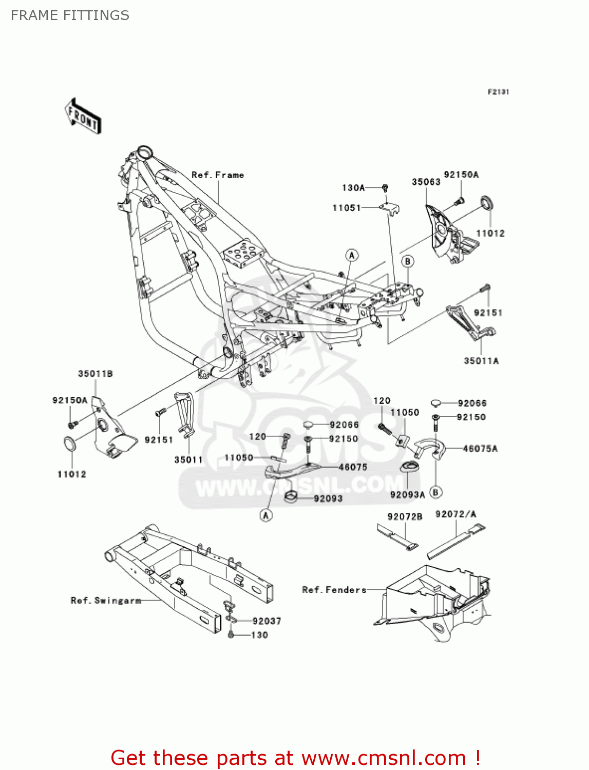FRAME FITTINGS ZR750H2 ZR7S 2002 USA CALIFORNIA CANADA