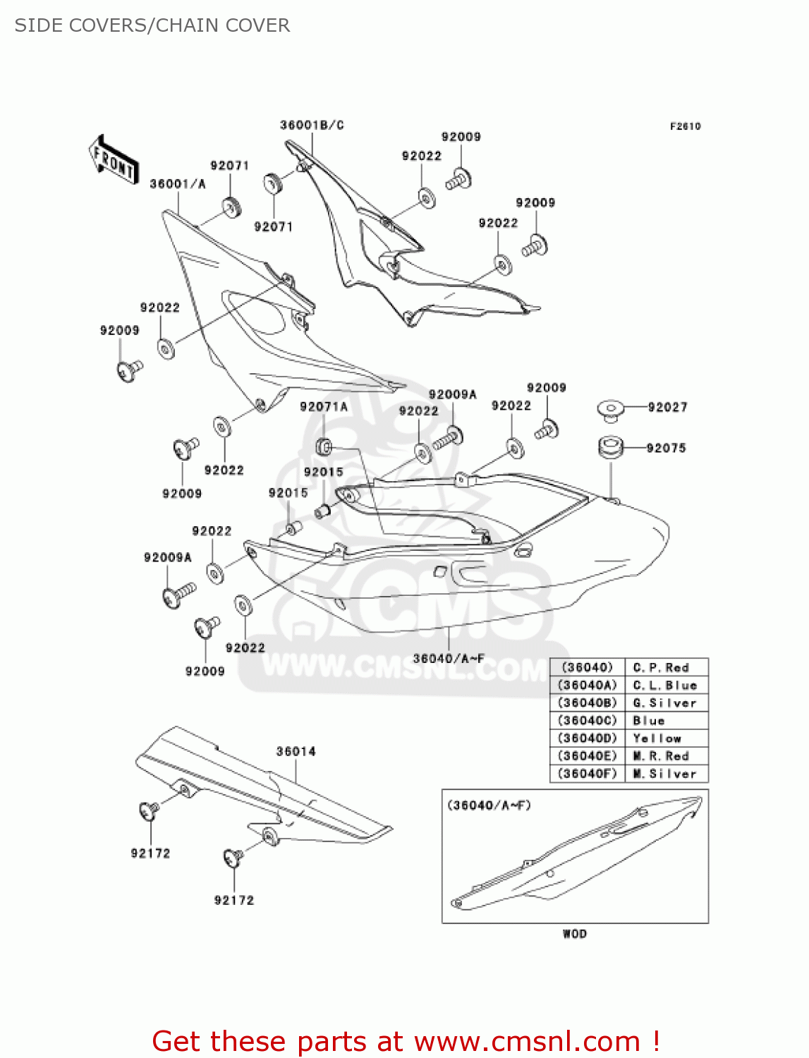 SIDE COVERS/CHAIN COVER ZR750H2 ZR7S 2002 USA CALIFORNIA CANADA
