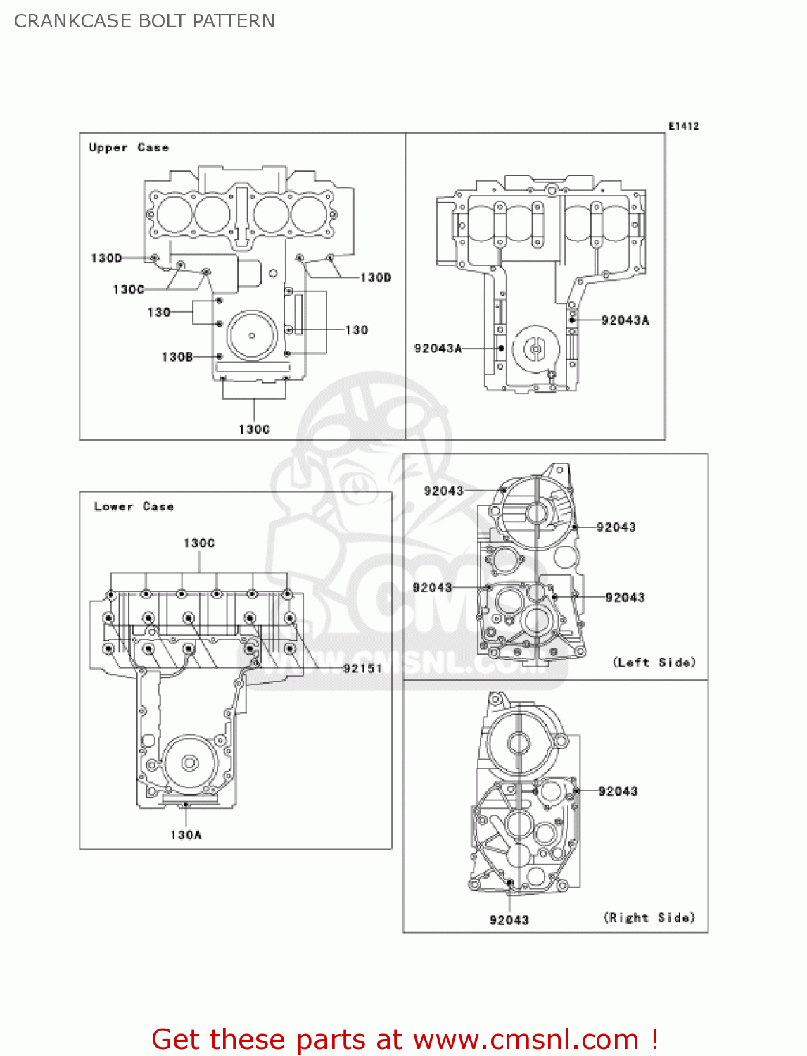 CRANKCASE BOLT PATTERN ZR750H2 ZR7S 2002 USA CALIFORNIA CANADA
