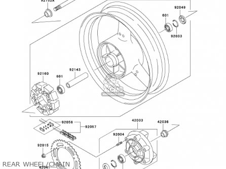 REAR WHEEL/CHAIN - ZR750H2 ZR7S 2002 USA CALIFORNIA CANADA