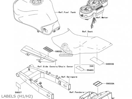 LABELS (H1/H2) - ZR750H2 ZR7S 2002 USA CALIFORNIA CANADA