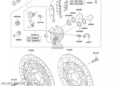 FRONT BRAKE (H1-H3) - ZR750H2 ZR7S 2002 USA CALIFORNIA CANADA