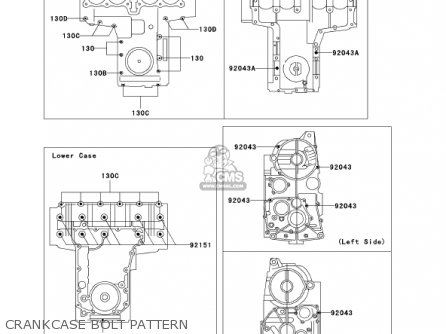 CRANKCASE BOLT PATTERN - ZR750H2 ZR7S 2002 USA CALIFORNIA CANADA
