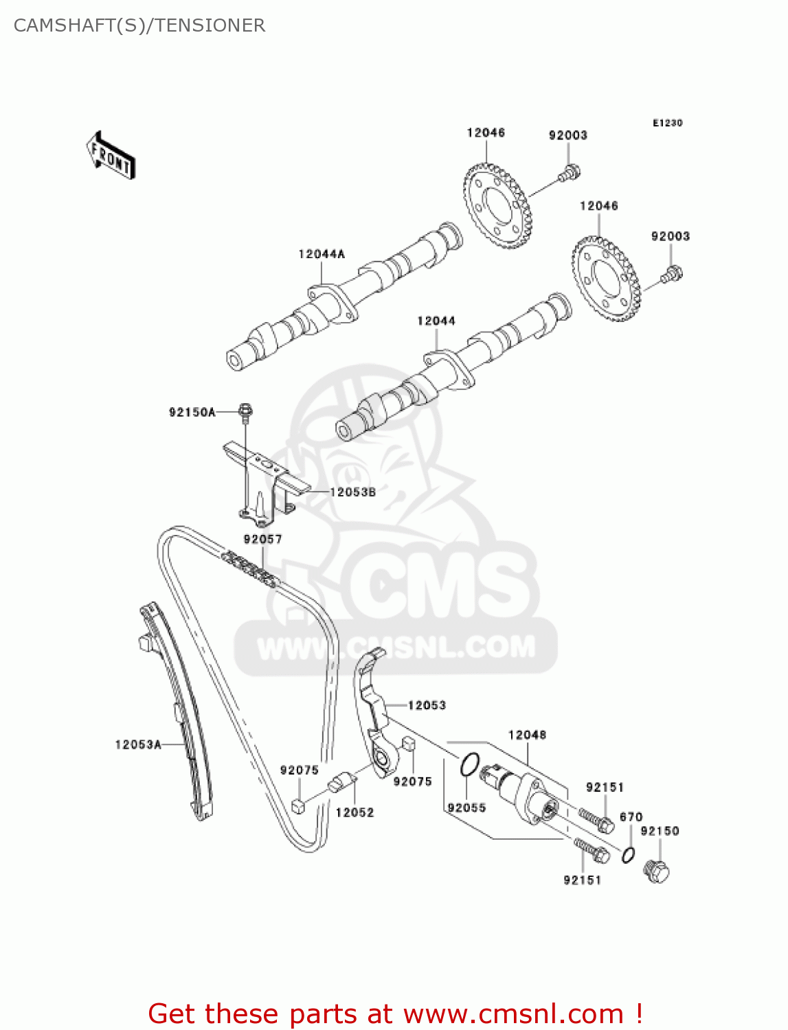 CAMSHAFT(S)/TENSIONER ZR750H3 ZR7S 2003 USA CALIFORNIA CANADA