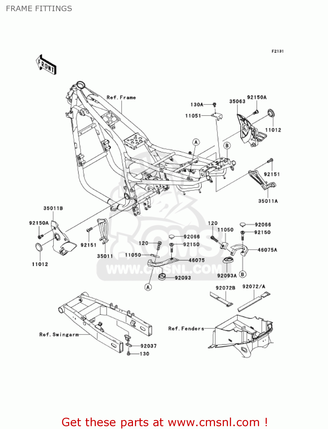 FRAME FITTINGS ZR750H3 ZR7S 2003 USA CALIFORNIA CANADA