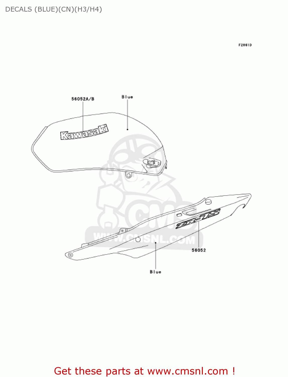 DECALS (BLUE)(CN)(H3/H4) ZR750H3 ZR7S 2003 USA CALIFORNIA CANADA