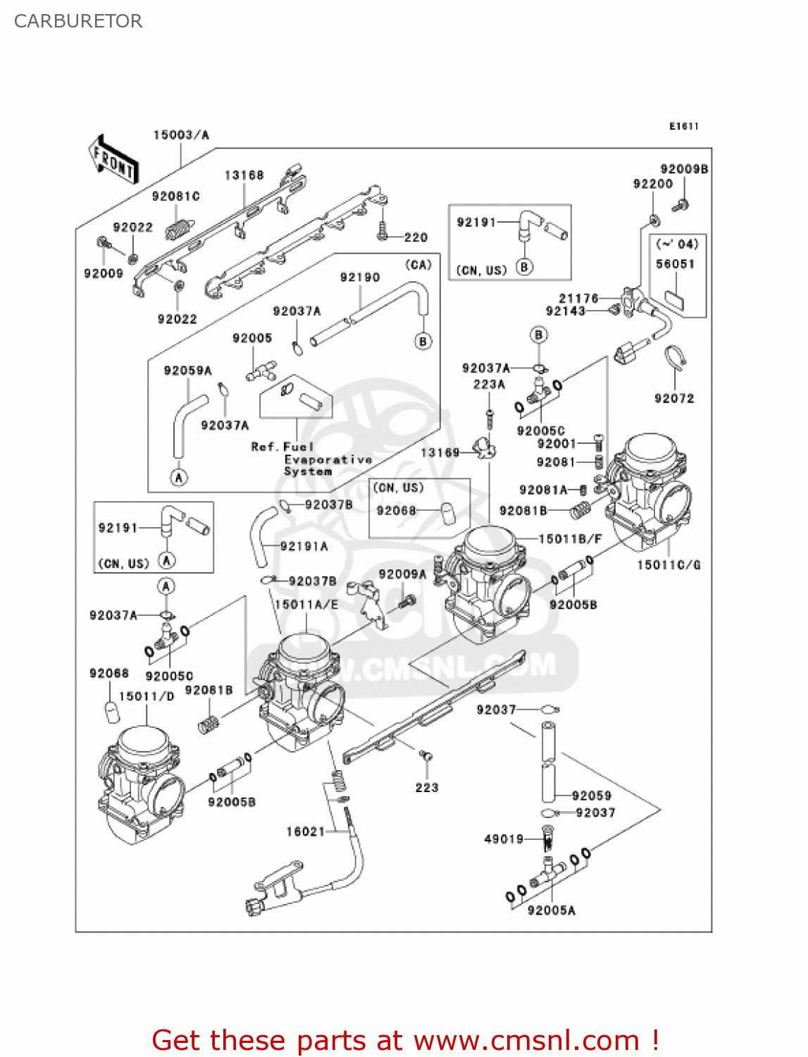 CARBURETOR ZR750H3 ZR7S 2003 USA CALIFORNIA CANADA