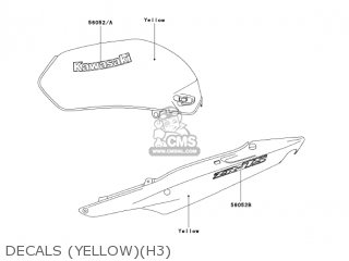DECALS (YELLOW)(H3) - ZR750H3 ZR7S 2003 USA CALIFORNIA CANADA
