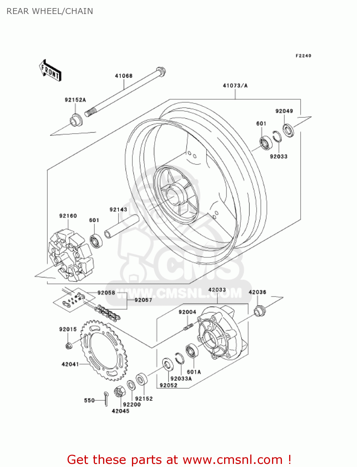 REAR WHEEL/CHAIN ZR750H4 2004 CANADA