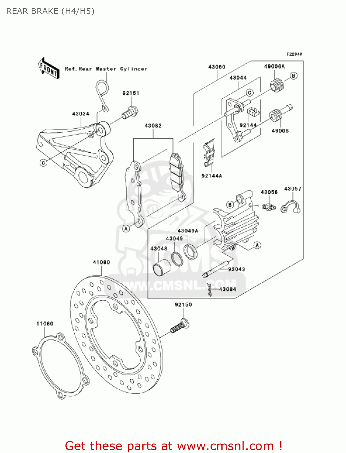 REAR BRAKE (H4/H5) ZR750H4 2004 CANADA