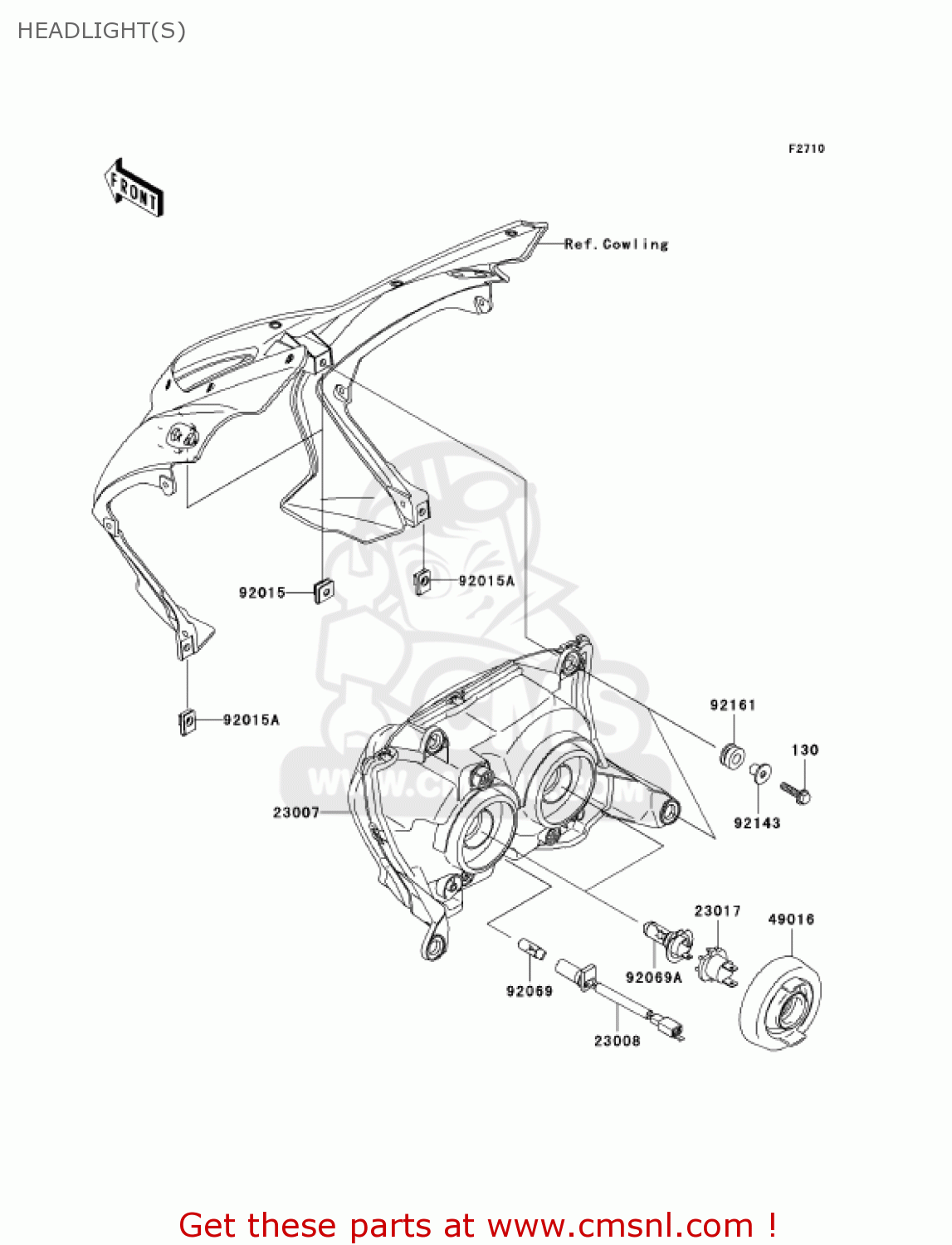 HEADLIGHT(S) ZR750K1 Z750S 2005 USA CALIFORNIA CANADA