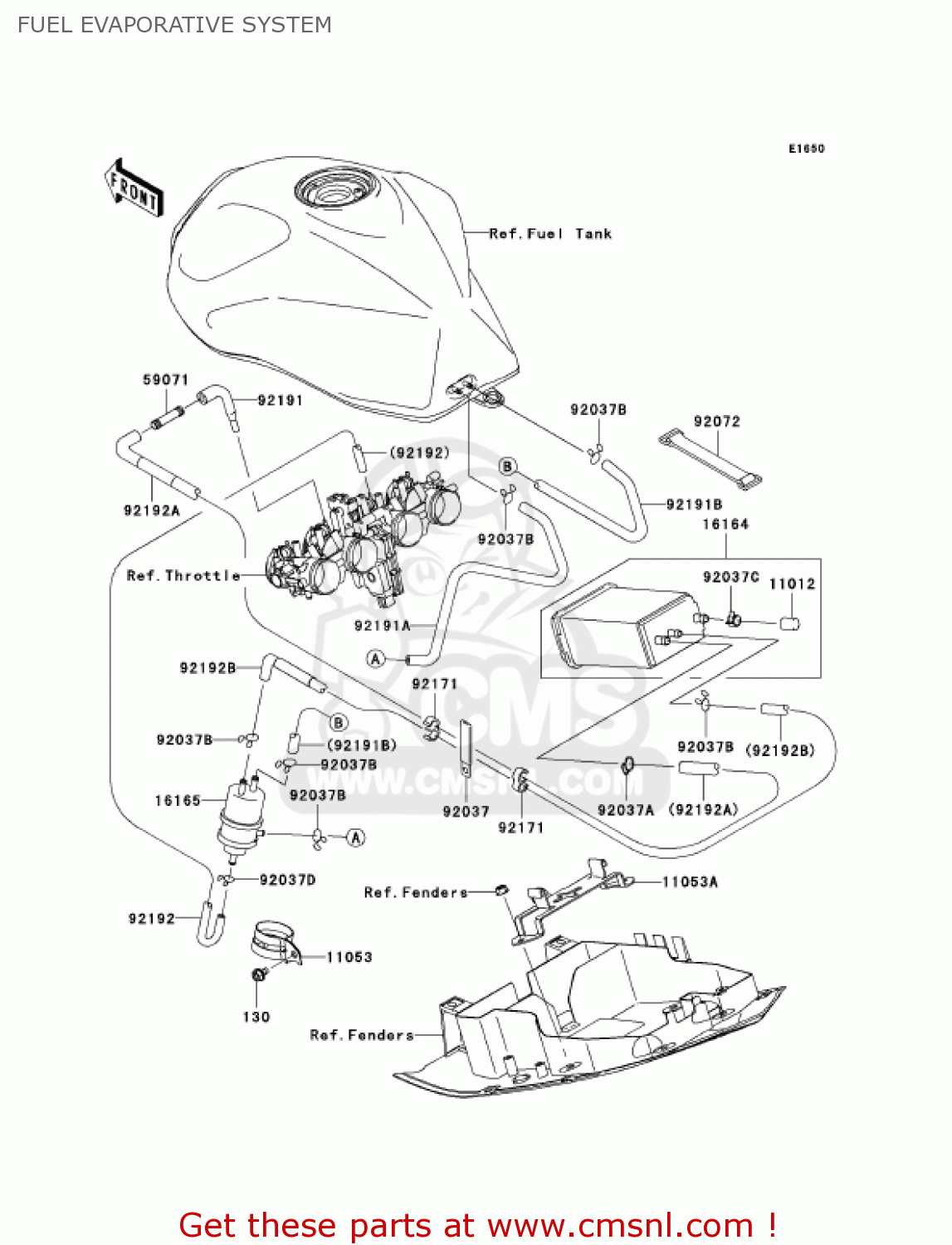 FUEL EVAPORATIVE SYSTEM ZR750K1 Z750S 2005 USA CALIFORNIA CANADA