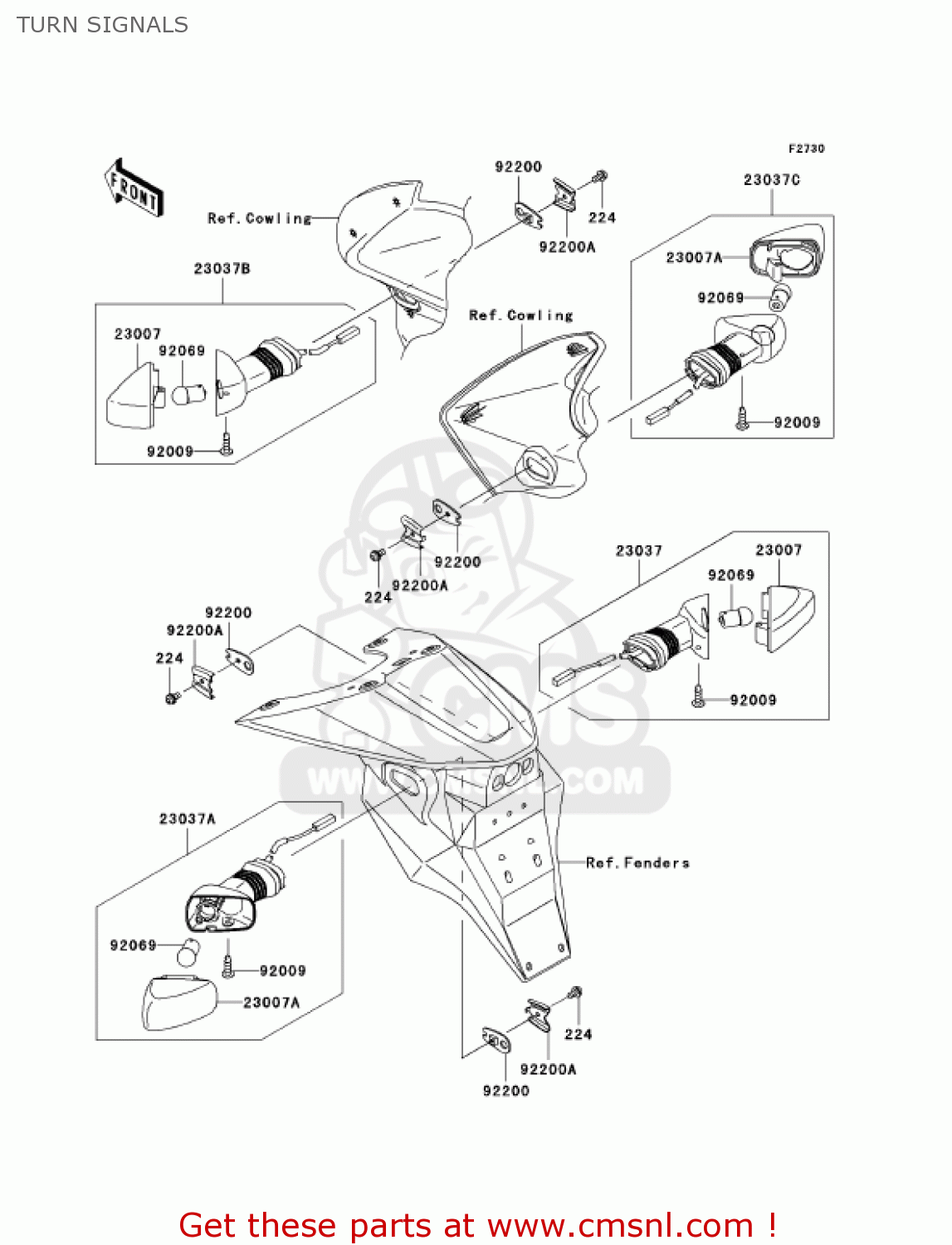 TURN SIGNALS ZR750K1 Z750S 2005 USA CALIFORNIA CANADA