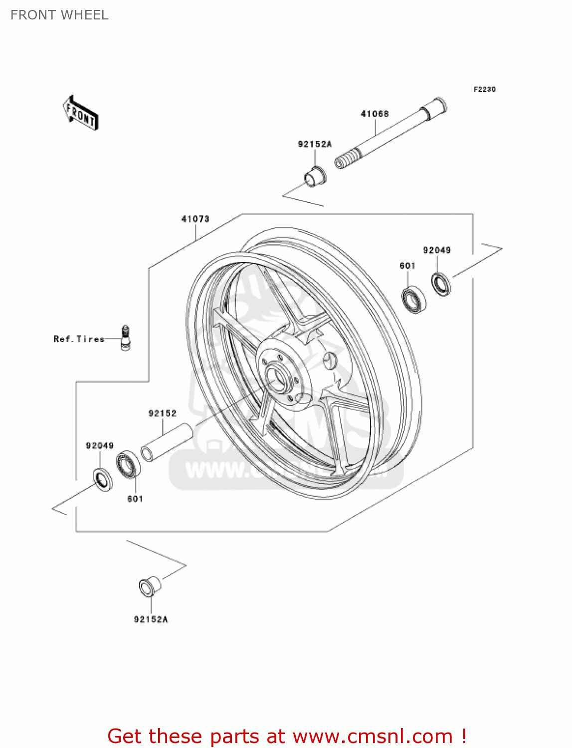 FRONT WHEEL ZR750K1 Z750S 2005 USA CALIFORNIA CANADA