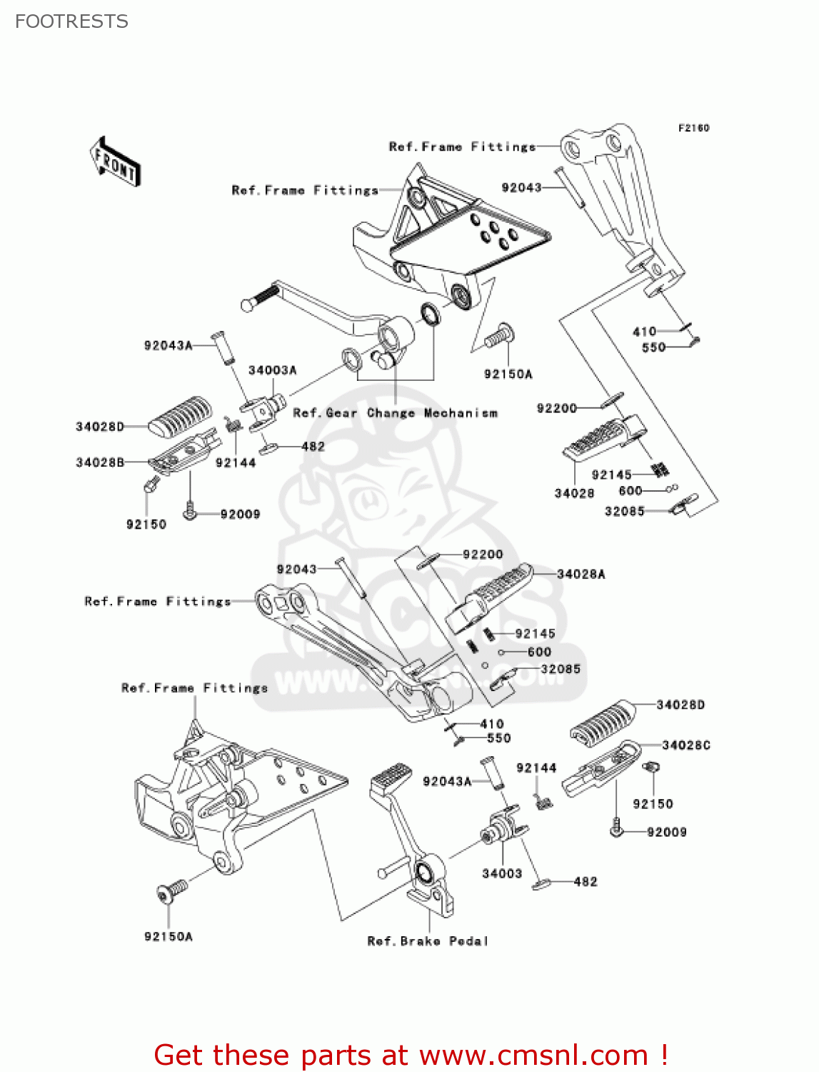 FOOTRESTS ZR750K1 Z750S 2005 USA CALIFORNIA CANADA