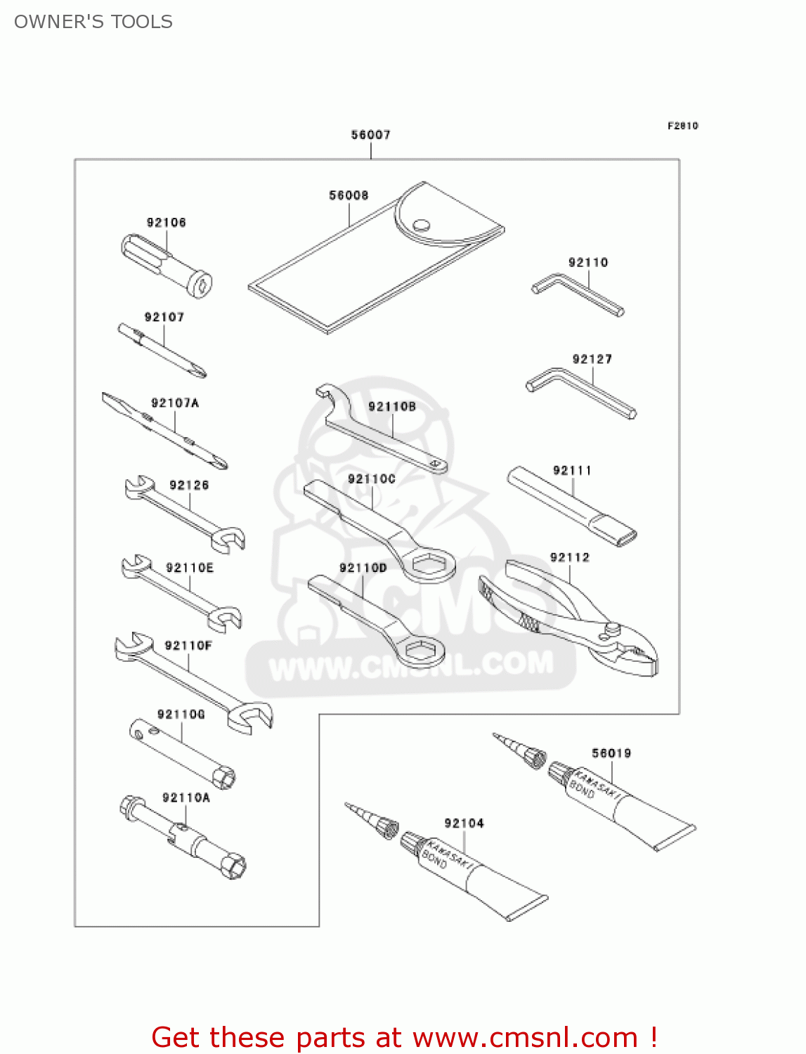 OWNER'S TOOLS ZR750K1 Z750S 2005 USA CALIFORNIA CANADA