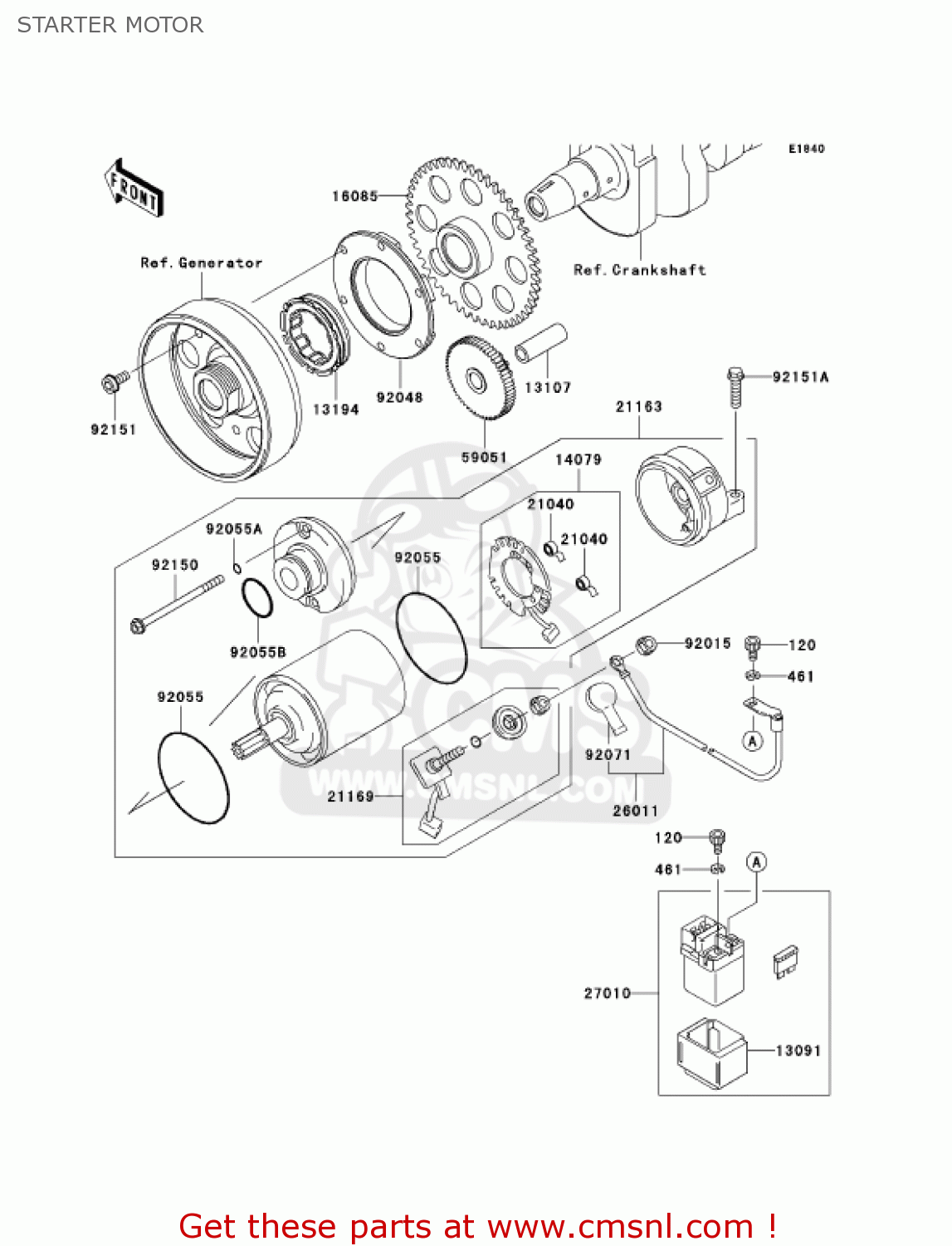 STARTER MOTOR ZR750K1 Z750S 2005 USA CALIFORNIA CANADA