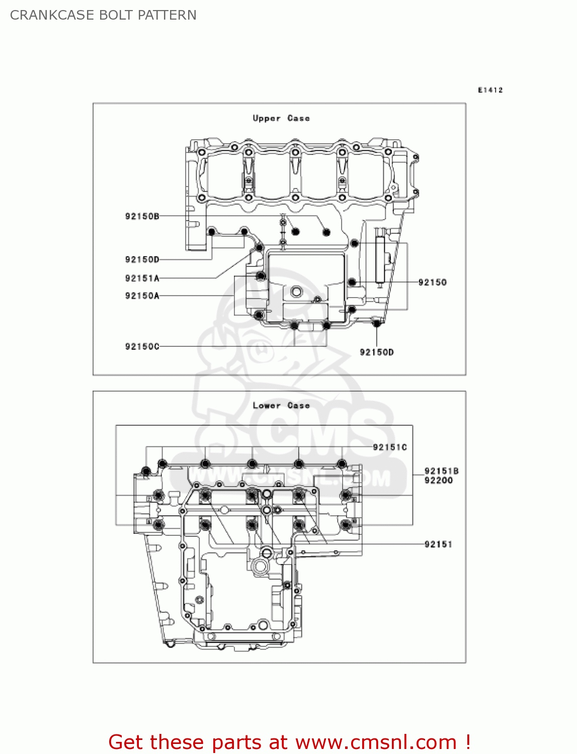 CRANKCASE BOLT PATTERN ZR750K1 Z750S 2005 USA CALIFORNIA CANADA