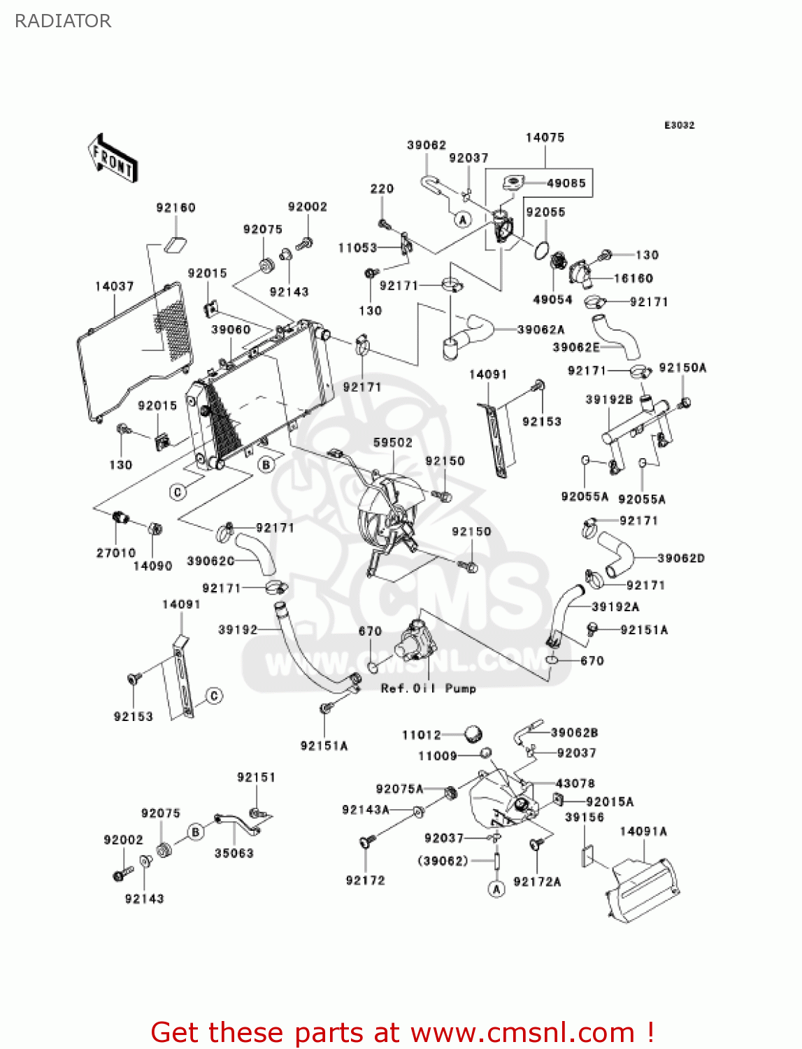 RADIATOR ZR750K1 Z750S 2005 USA CALIFORNIA CANADA