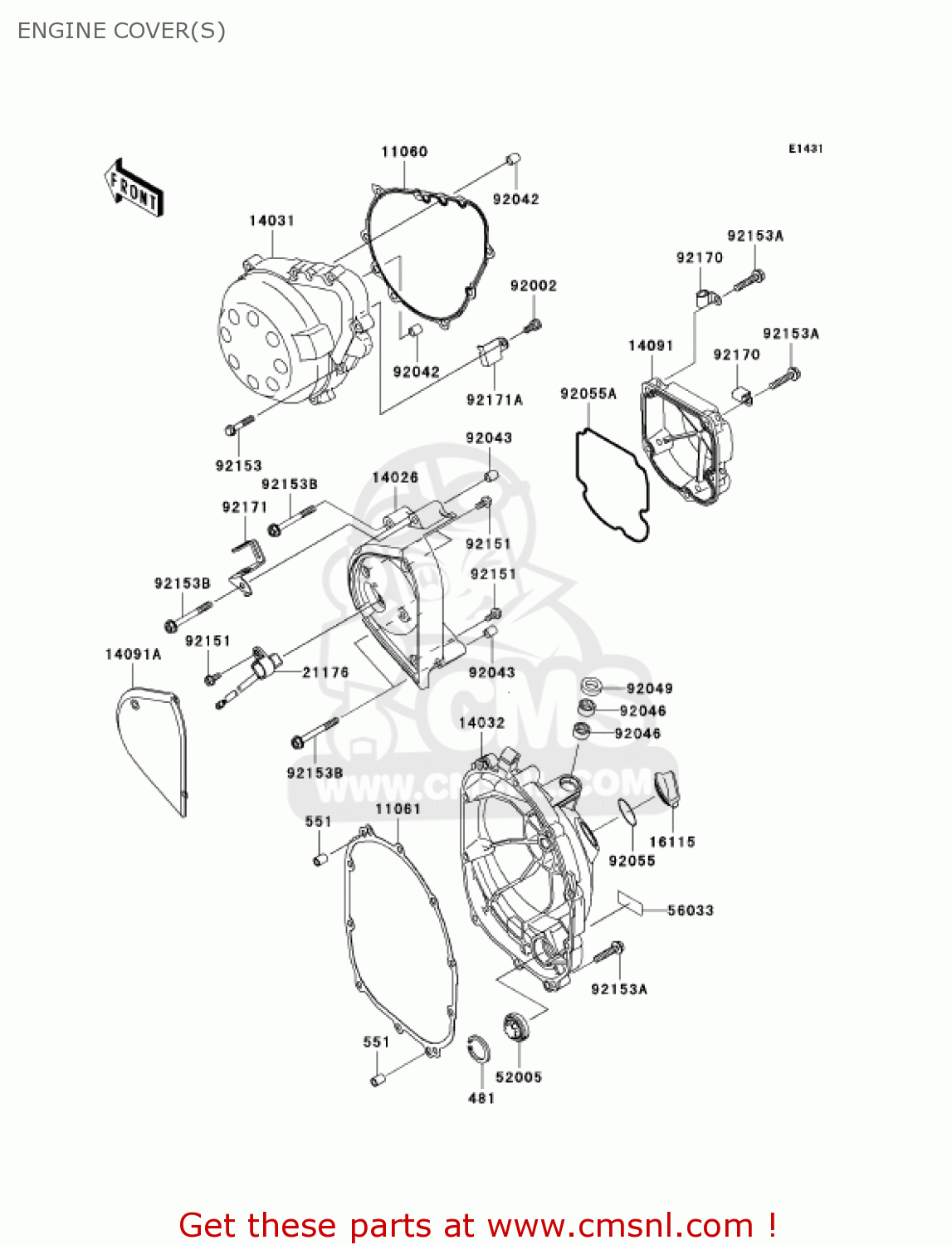 ENGINE COVER(S) ZR750K1 Z750S 2005 USA CALIFORNIA CANADA