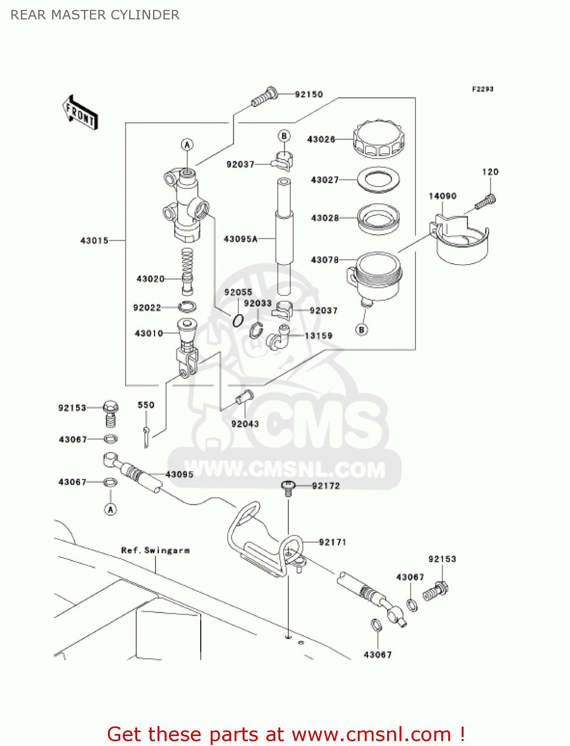 REAR MASTER CYLINDER ZR750K1 Z750S 2005 USA CALIFORNIA CANADA