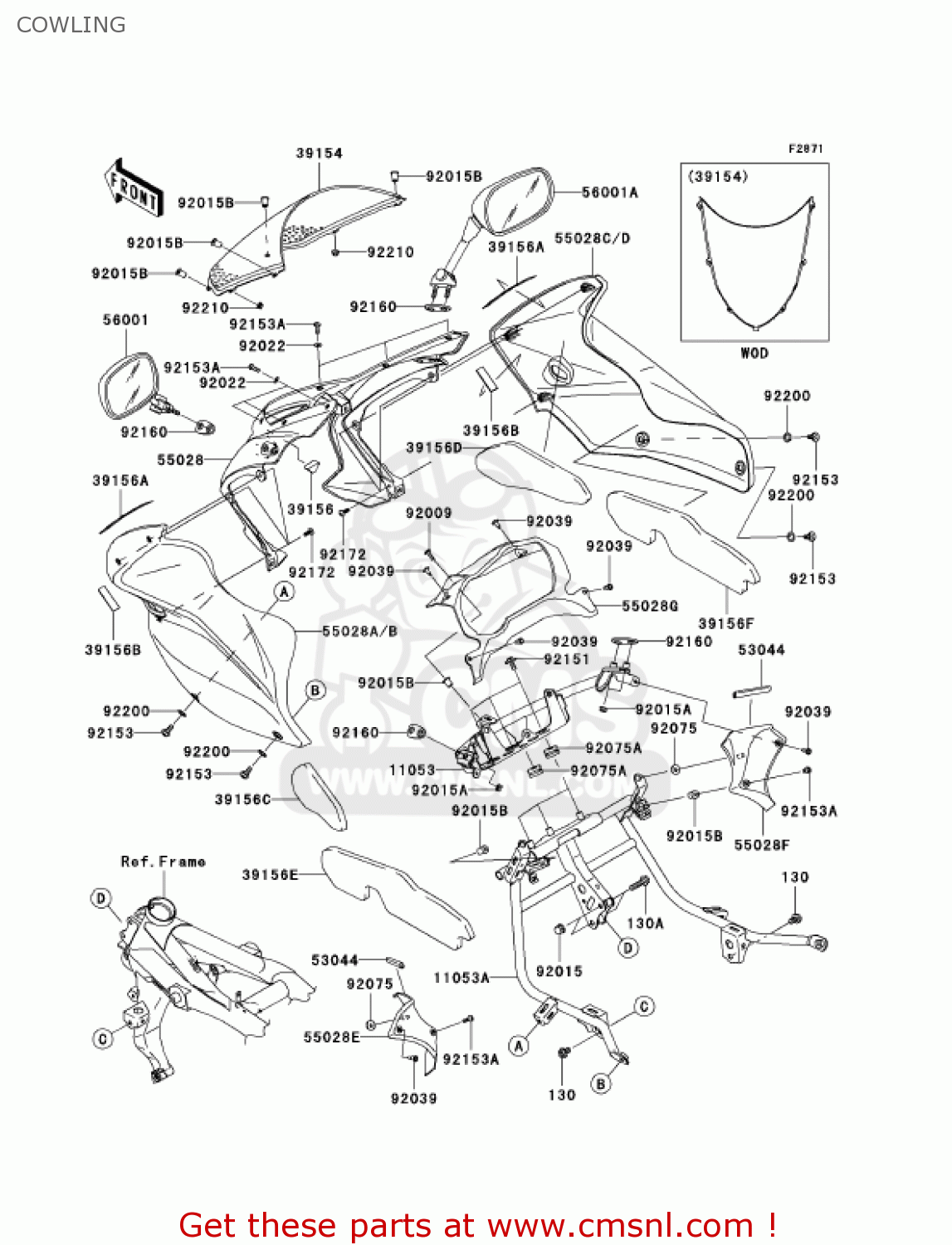 COWLING ZR750K1 Z750S 2005 USA CALIFORNIA CANADA