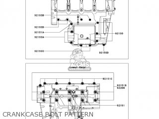 CRANKCASE BOLT PATTERN - ZR750K1 Z750S 2005 USA CALIFORNIA CANADA
