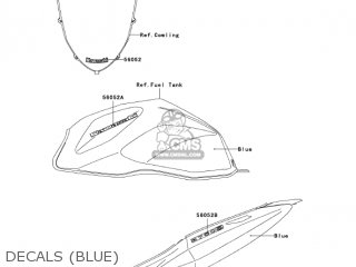 DECALS (BLUE) - ZR750K1 Z750S 2005 USA CALIFORNIA CANADA