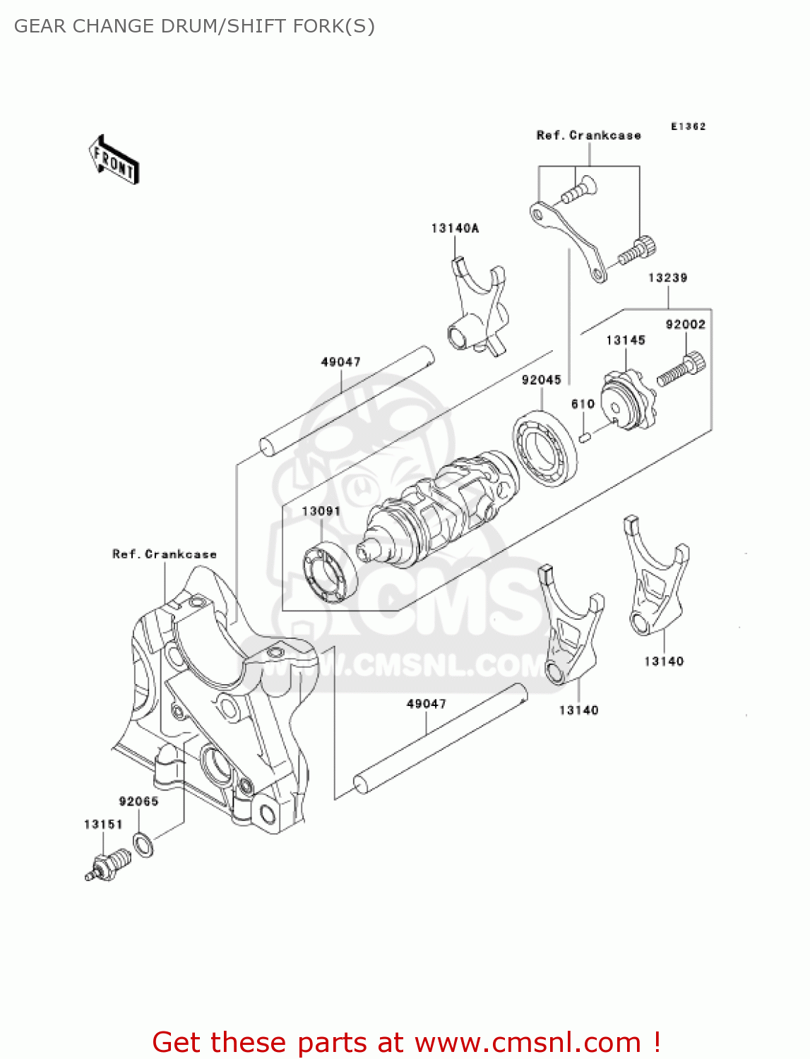 GEAR CHANGE DRUM/SHIFT FORK(S) ZR750K6F Z750S 2006 USA CALIFORNIA CANADA