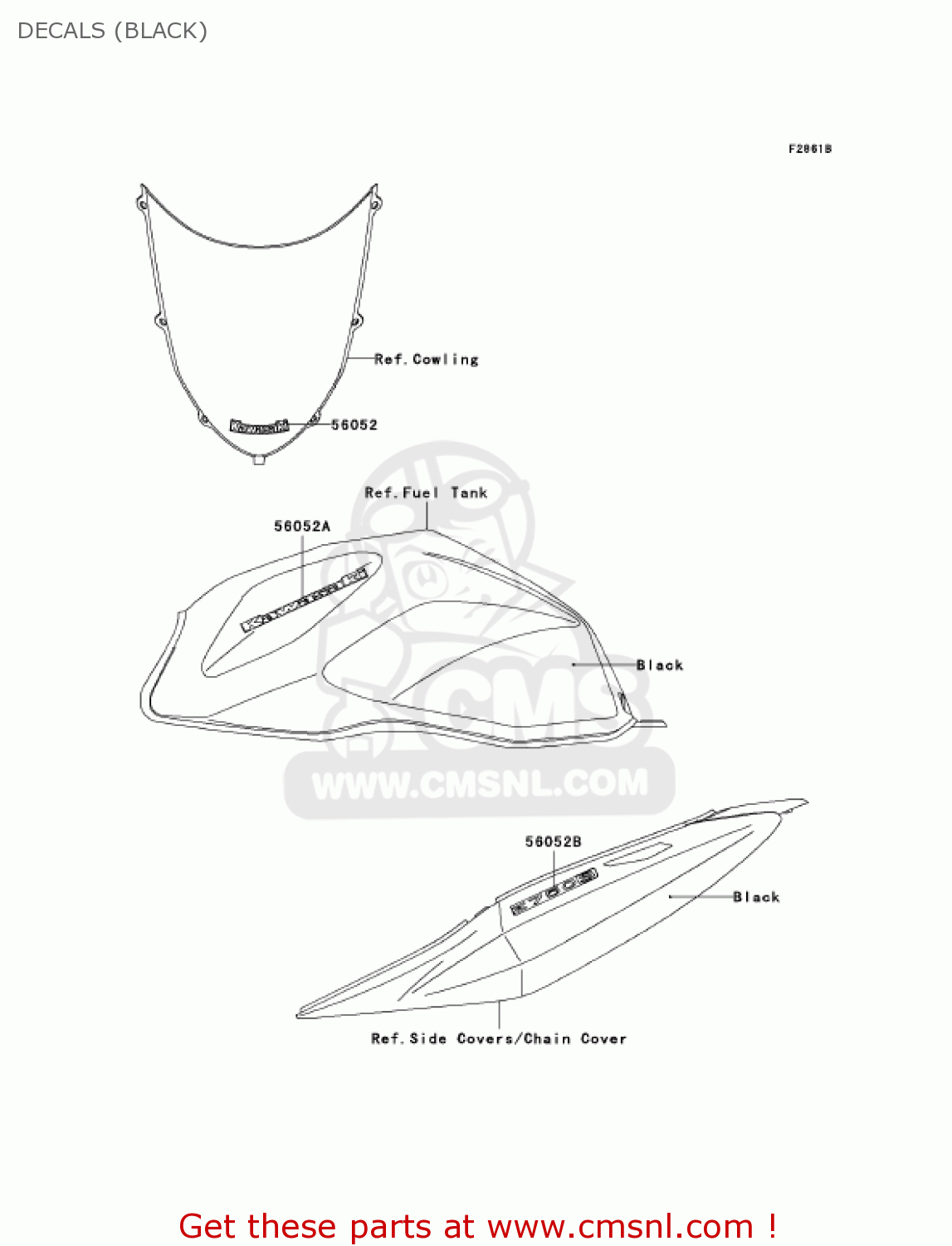 DECALS (BLACK) ZR750K6F Z750S 2006 USA CALIFORNIA CANADA