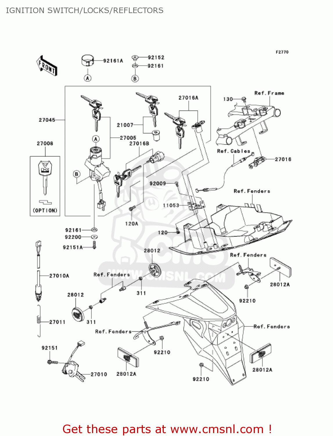 IGNITION SWITCH/LOCKS/REFLECTORS ZR750K6F Z750S 2006 USA CALIFORNIA CANADA