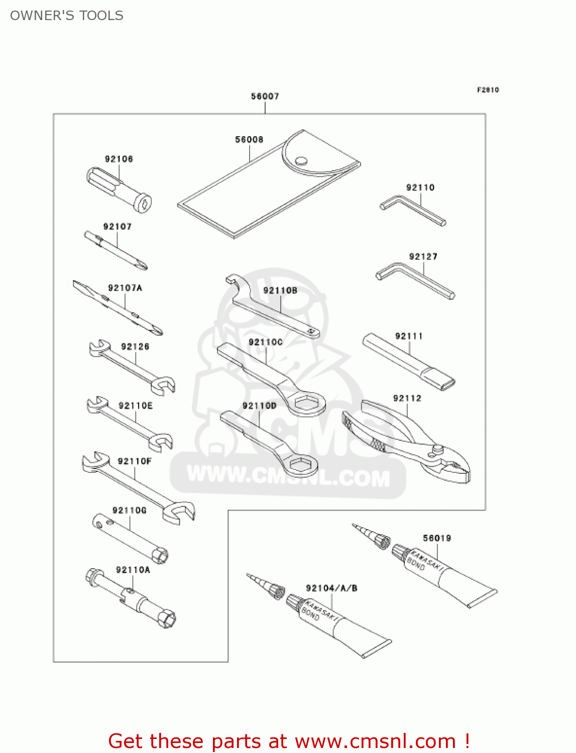 OWNER'S TOOLS ZR750K6F Z750S 2006 USA CALIFORNIA CANADA