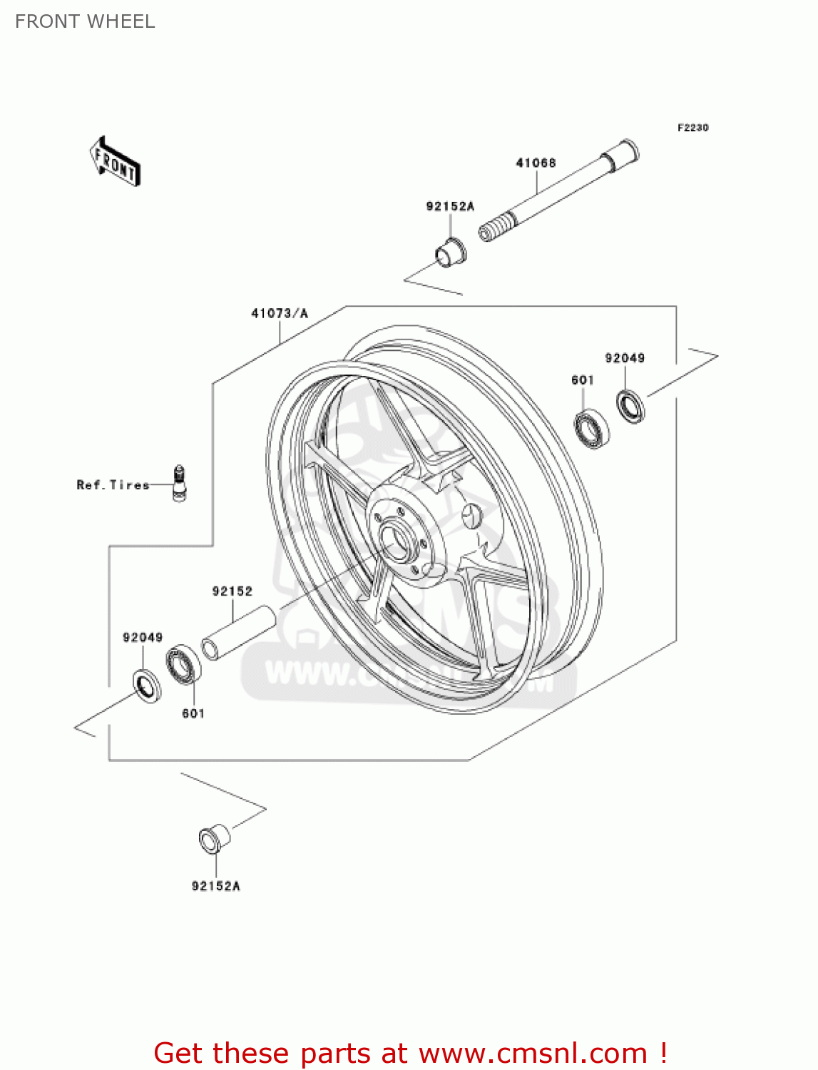 FRONT WHEEL ZR750K6F Z750S 2006 USA CALIFORNIA CANADA