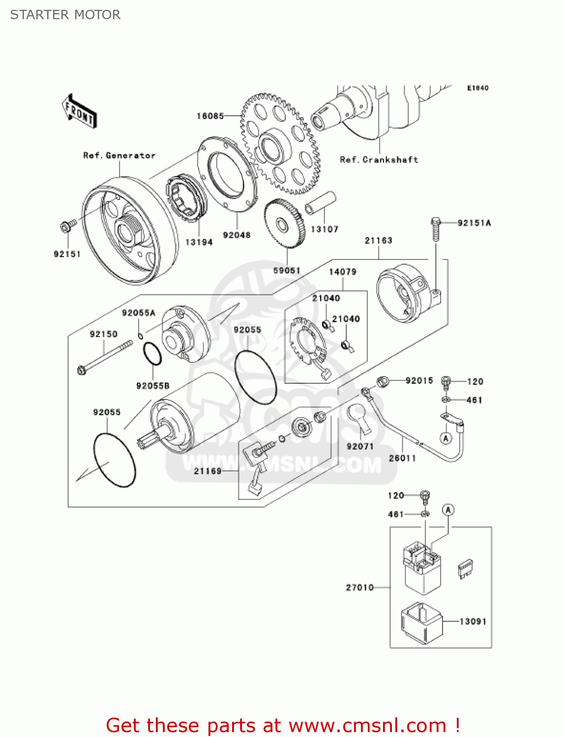 STARTER MOTOR ZR750K6F Z750S 2006 USA CALIFORNIA CANADA