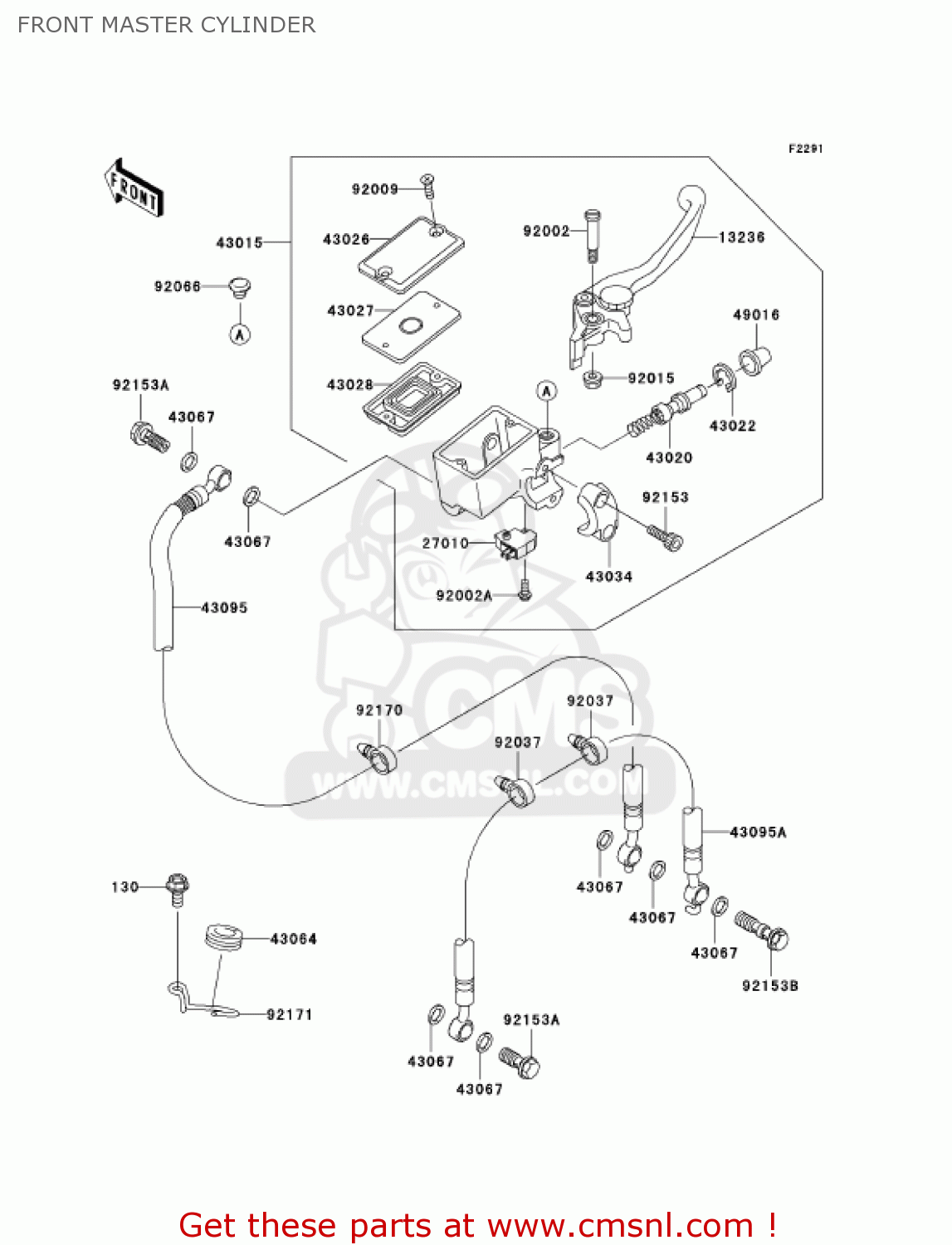 FRONT MASTER CYLINDER ZR750K6F Z750S 2006 USA CALIFORNIA CANADA