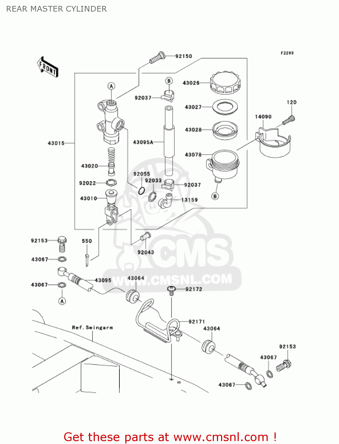 REAR MASTER CYLINDER ZR750K6F Z750S 2006 USA CALIFORNIA CANADA