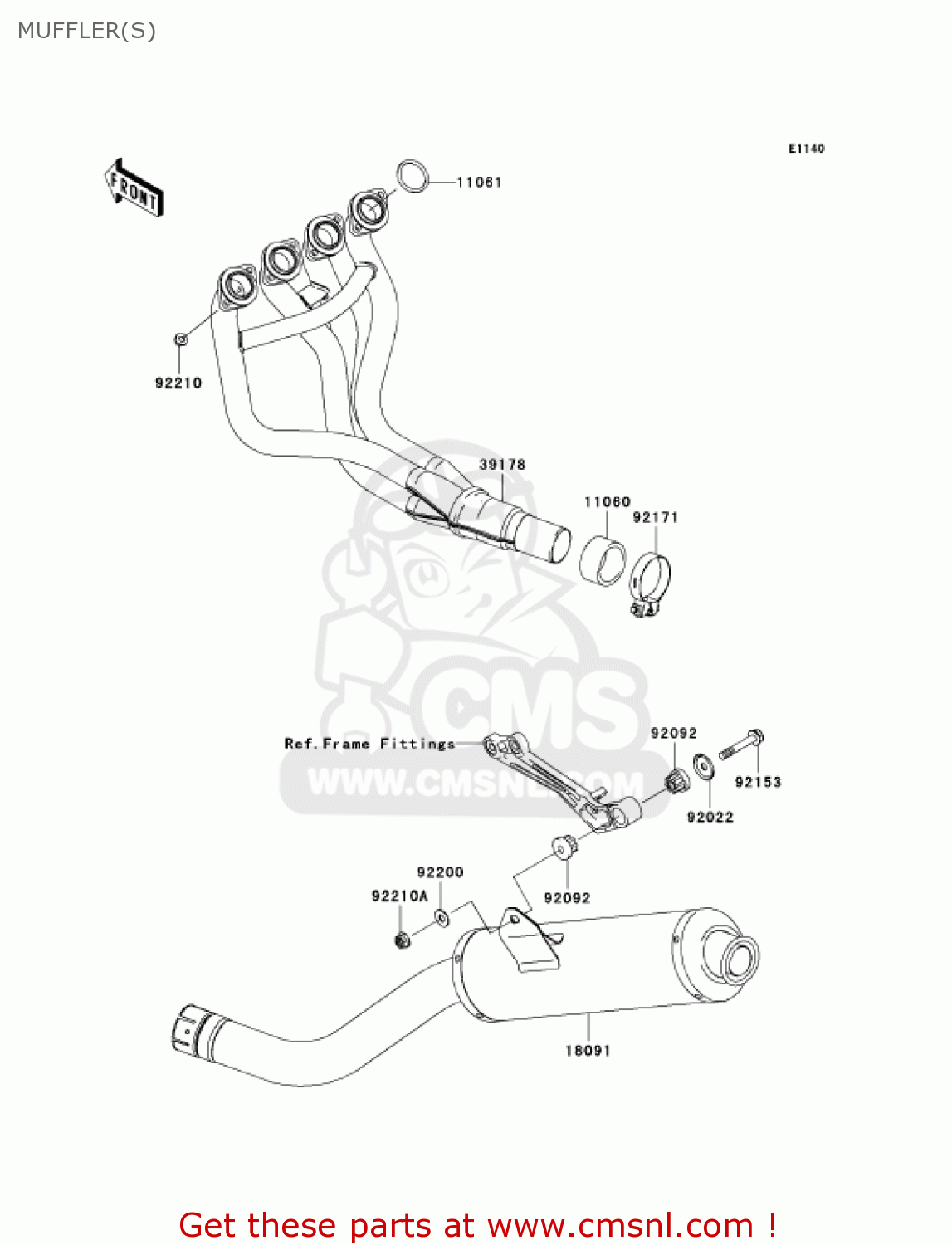 MUFFLER(S) ZR750K6F Z750S 2006 USA CALIFORNIA CANADA