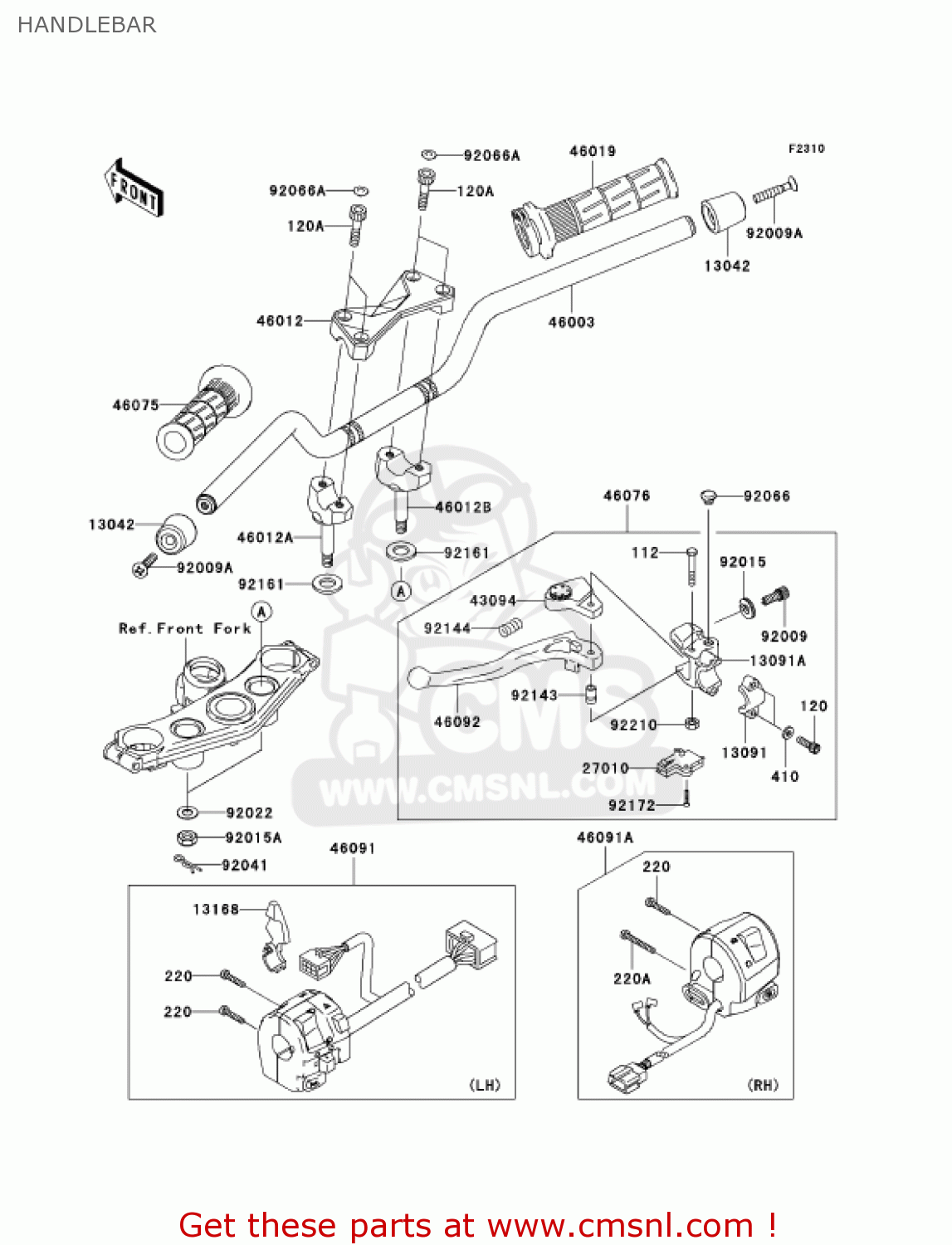 HANDLEBAR ZR750K6F Z750S 2006 USA CALIFORNIA CANADA