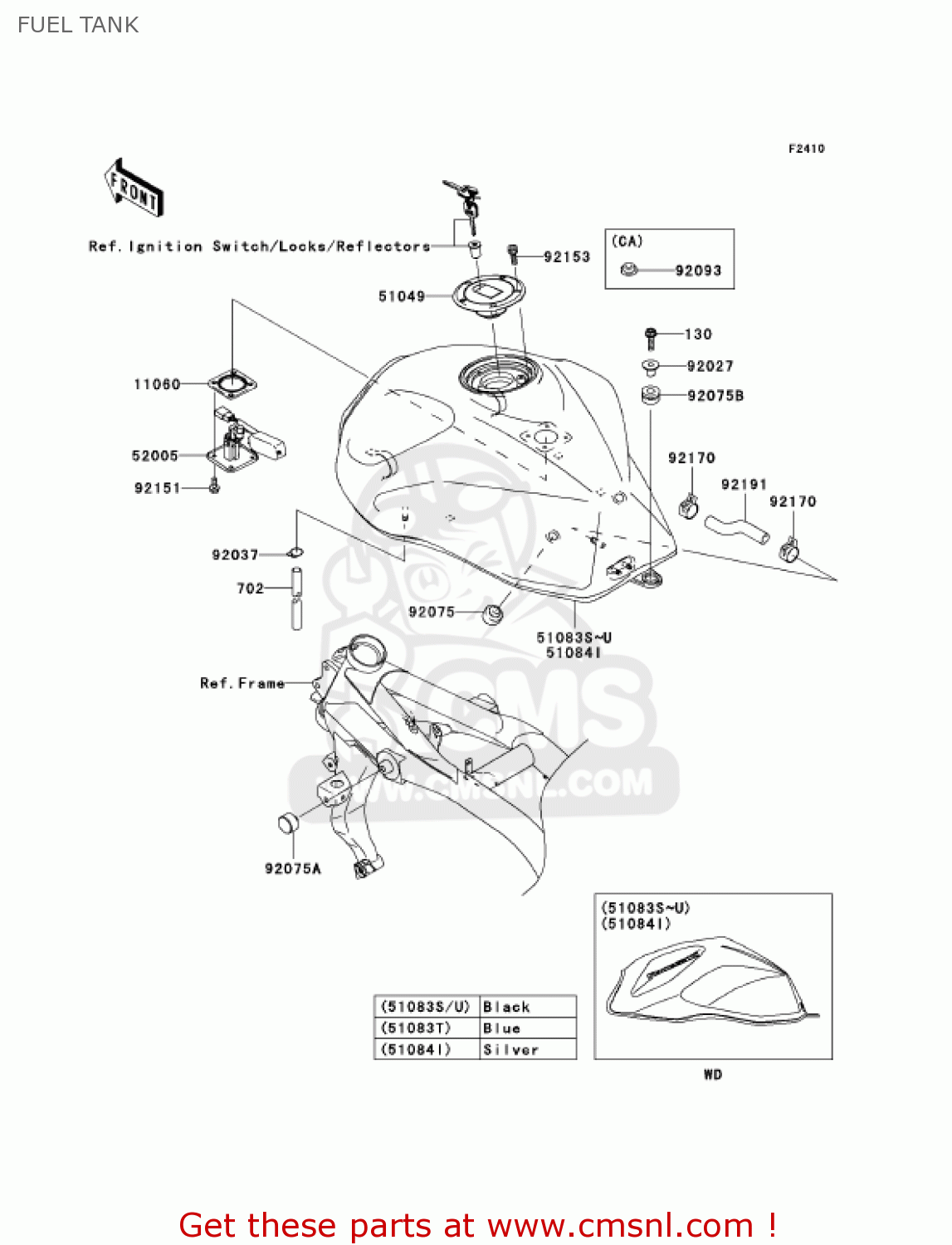 FUEL TANK ZR750K6F Z750S 2006 USA CALIFORNIA CANADA