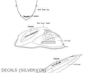 DECALS (SILVER)(CN) - ZR750K6F Z750S 2006 USA CALIFORNIA CANADA
