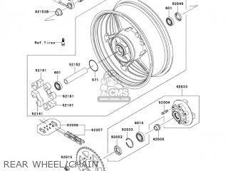 REAR WHEEL/CHAIN - ZR750K6F Z750S 2006 USA CALIFORNIA CANADA
