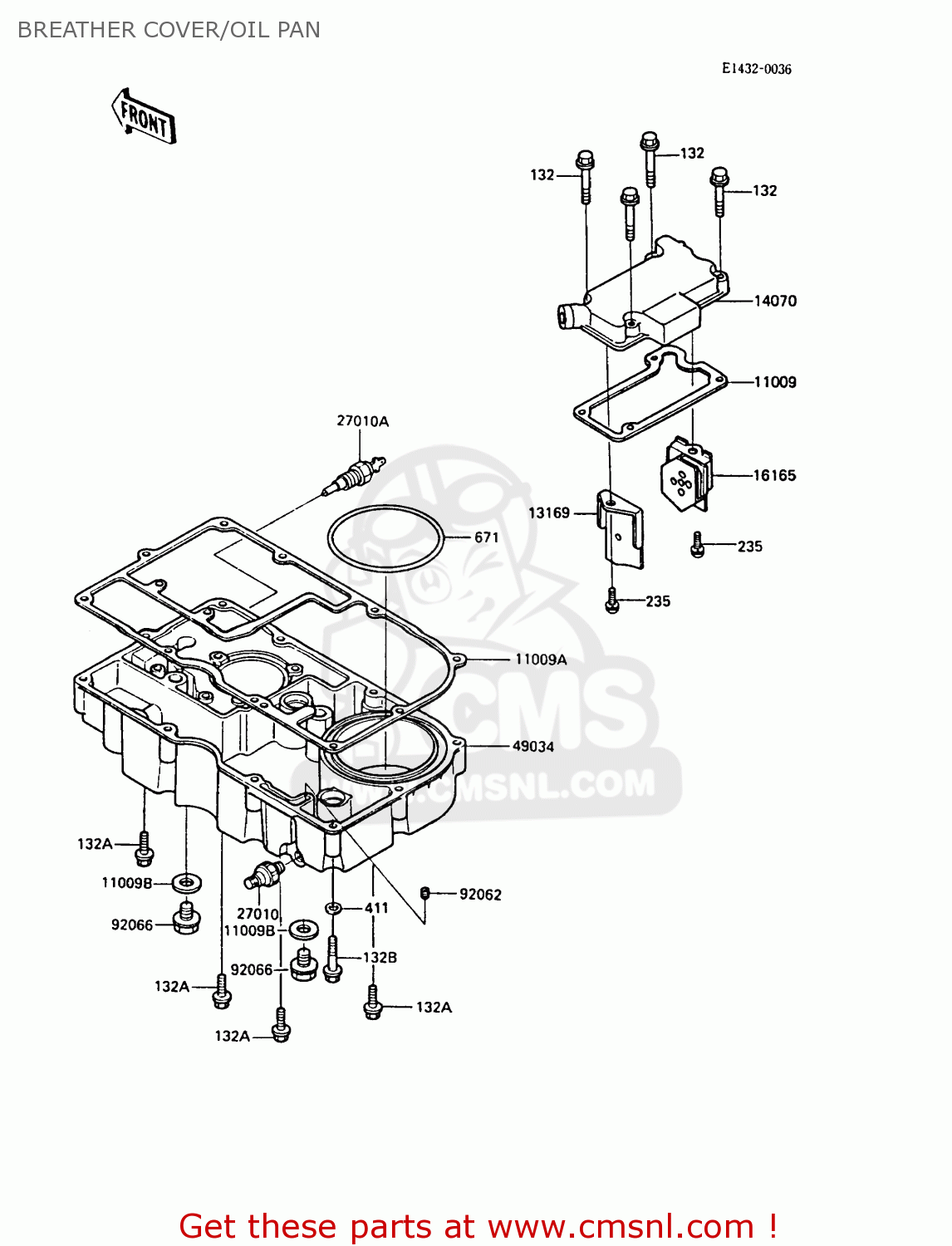 BREATHER COVER/OIL PAN ZX1000A1 GPZ1000RX 1986 EUROPE FR UK FG GR IT NR SD SP ST